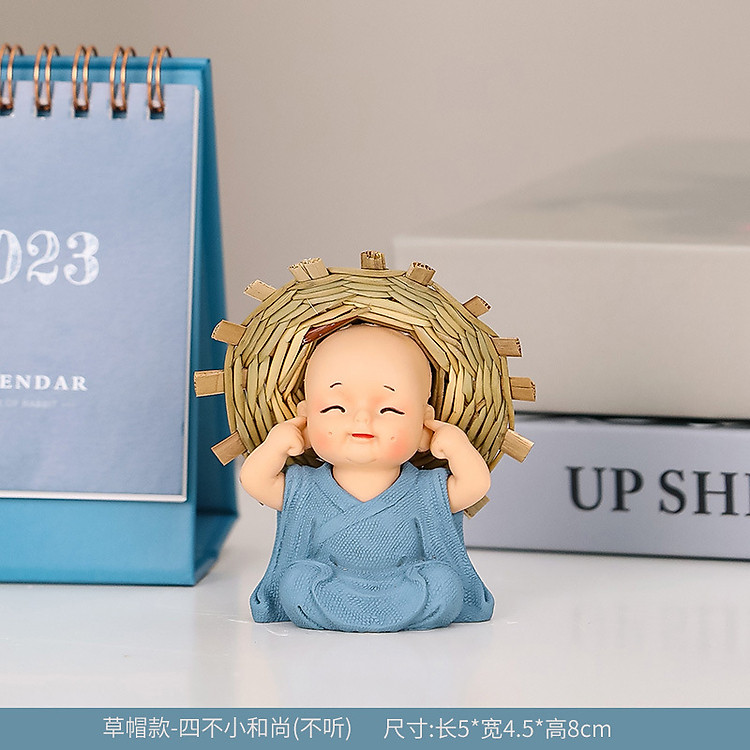 Tượng Chú Tiểu Tứ Không Đội Nón Rơm Trang Trí