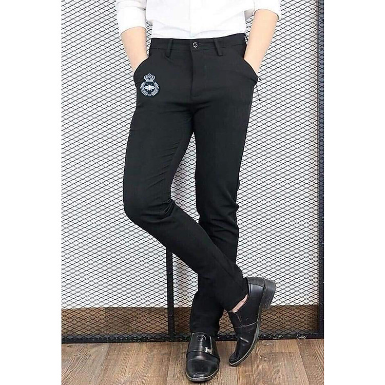 Quần Âu Nam Đen Thêu Họa Tiết Ong Thời Trang ONG03
