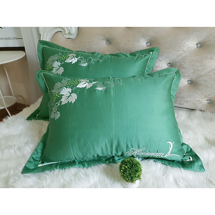 Đôi vỏ gối nằm cotton 100% sateen thêu, kích thước 45x65 cm