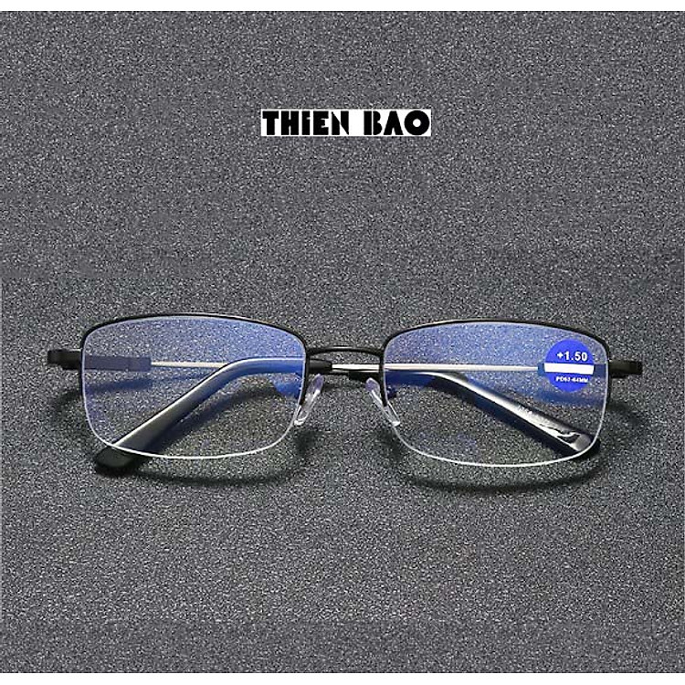 Kính lão thị, kính viễn thị Nam nữ KVM367 càng dẻo chuẩn độ hàng đẹp xẻ cước chống as xanh Gọng TITANIUM