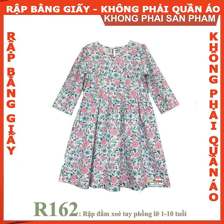Rập giấy A0 đầm bé gái R162 (5 chiếc) - Ảnh 2