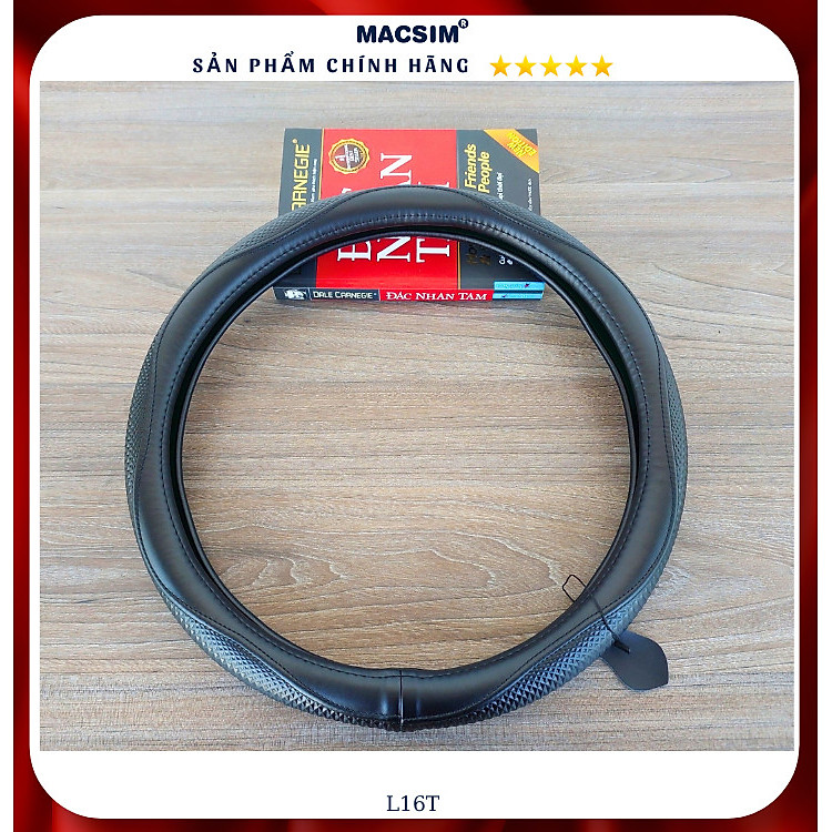 Bọc vô lăng cao cấp Macsim mã L16T-2 chất liệu da thật - Khâu tay 100% phù hợp các loại xe