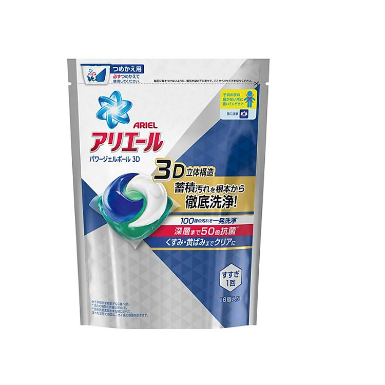 Túi viên giặt xả 18 viên dạng gel đánh bay vết bẩn vượt trội Hàng Nội địa Nhật