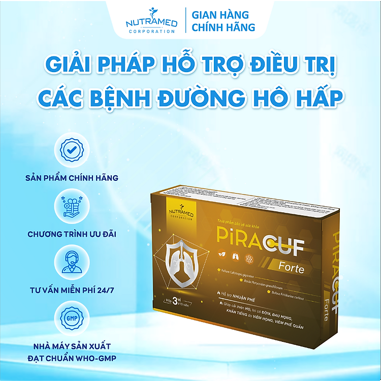 Viên uống Piracuf Forte hỗ trợ cho viêm đường hô hấp mãn tính (30 viên) - Nutramed