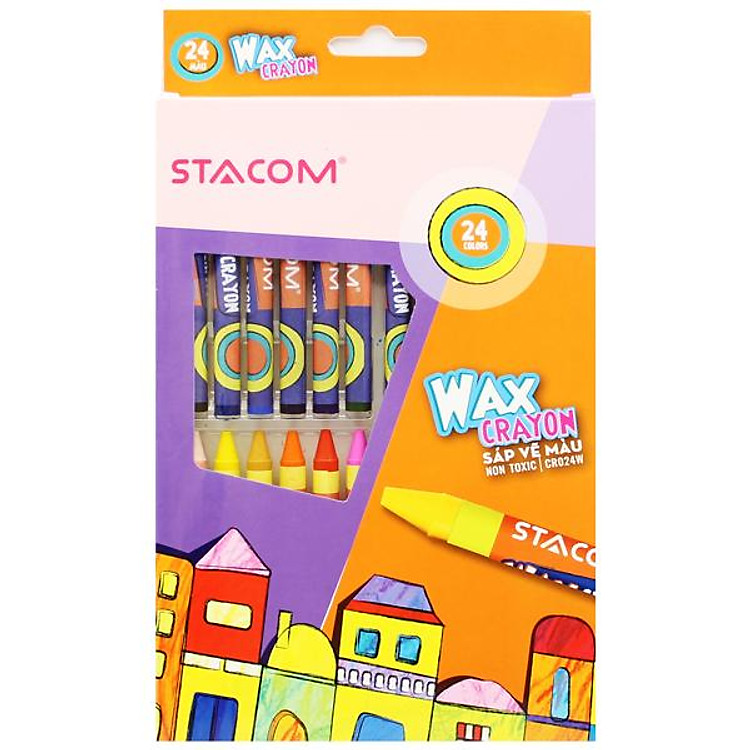 Bút Sáp Màu Wax Crayon Stacom CR024W (24 chiếc)