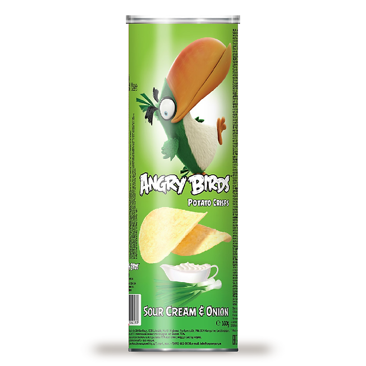 Bánh Snack Khoai Tây Angry Birds Vị Kem Hành (100g / Lon)