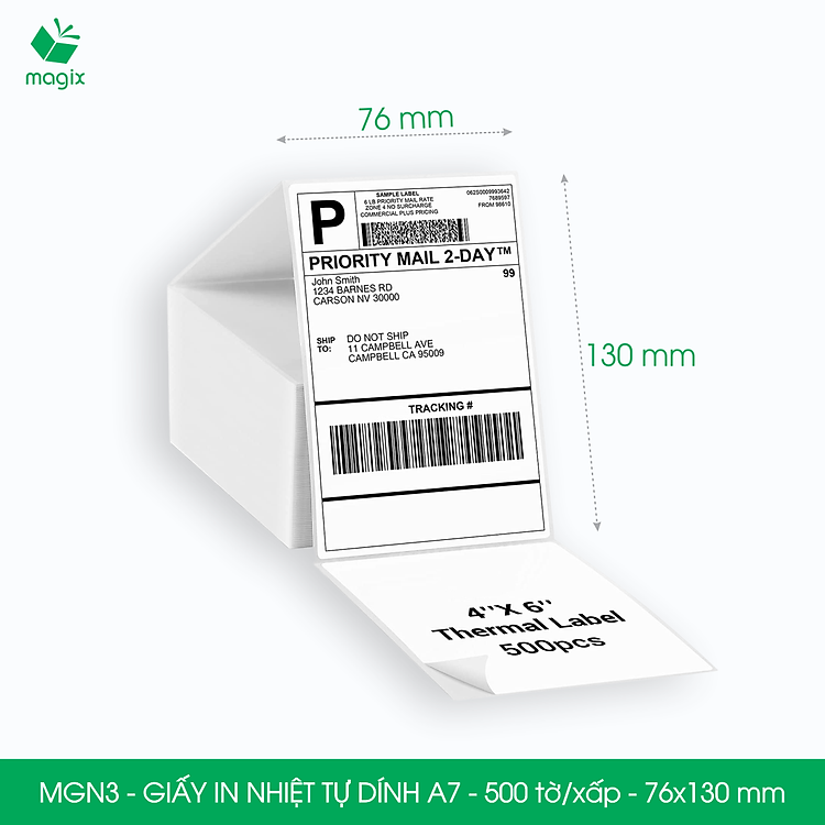Giấy in nhiệt A7 tự dính (500 tờ)
