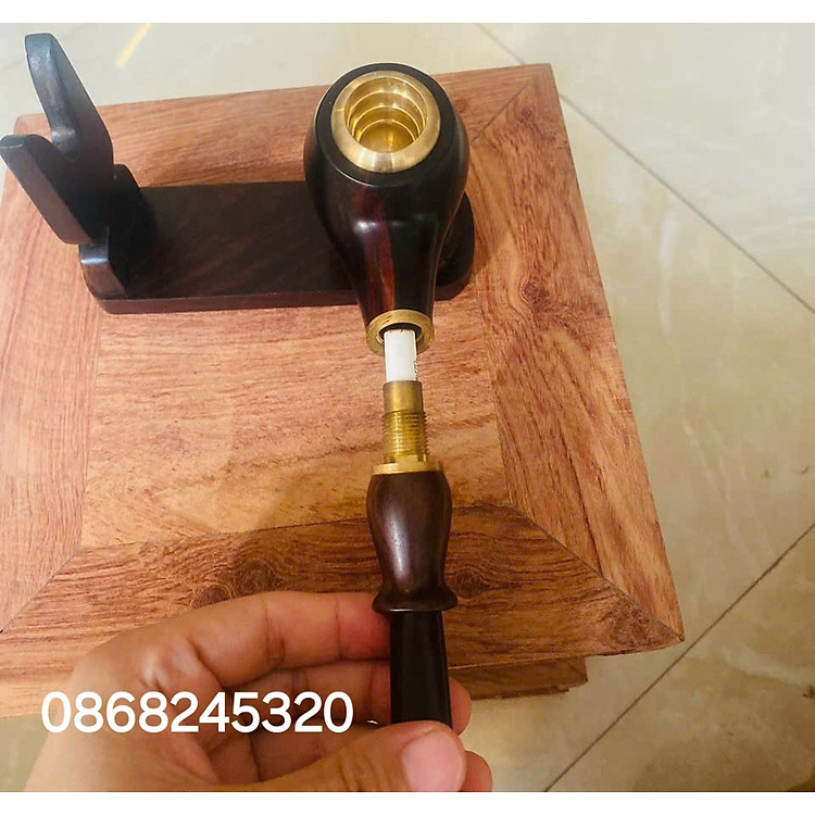 Tẩu hút thuốc đa năng bằng gỗ trắc đỏ đen - Ảnh 5