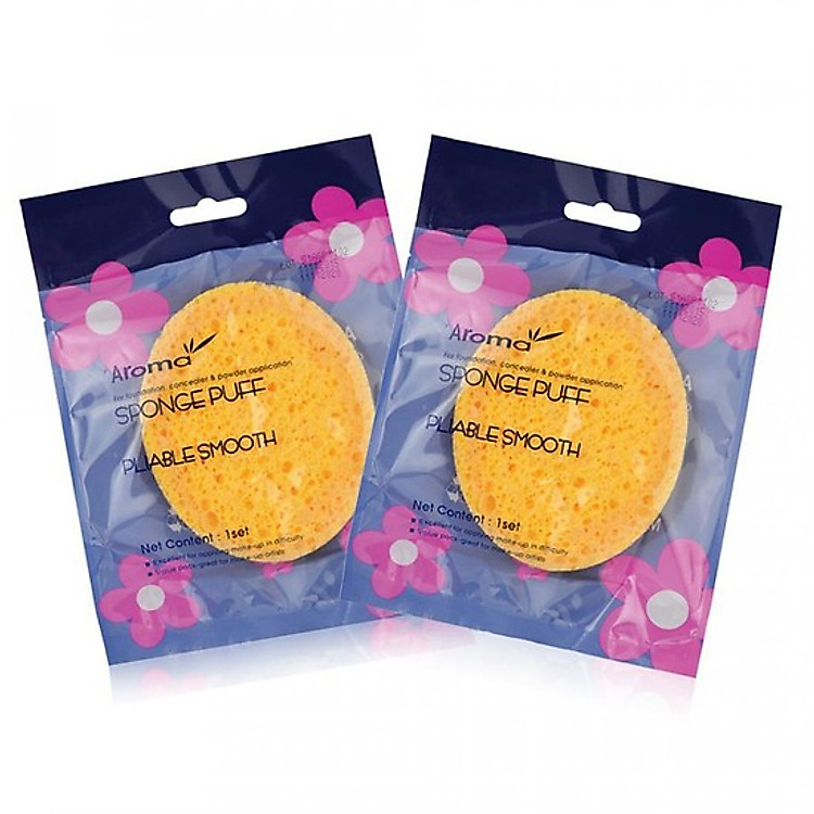 Combo 2 Bông rửa mặt bọt biển an toàn cho da Hàn Quốc Aroma – Hàng chính hãng.