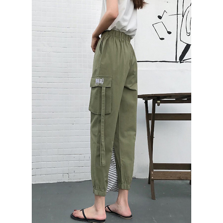 Quần Jogger nữ Kaki Dây Buộc Cá Tính