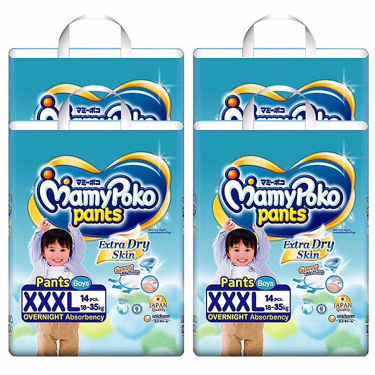 Combo 4 Gói Tã Quần Bé Trai Gói Lớn MamyPoko XXXL14 Gói (14 Miếng / Gói)
