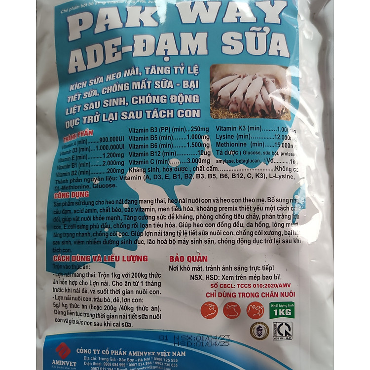 Kích sữa heo nái PAK WAY 1kg (5 in 1)