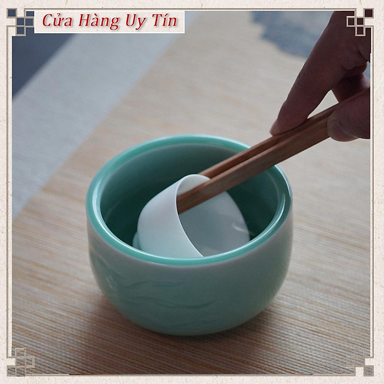 Dầm trà sứ men ngọc, bát ngâm tráng chén,đổ nước trà thừa