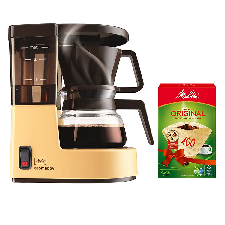 Máy pha cà phê giấy lọc Aromaboy tặng kèm Giấy lọc Melitta 100 Brown - Hàng nhập khẩu