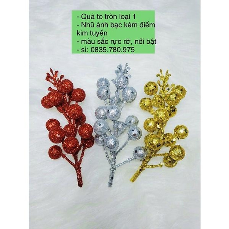 trang trí Noel chùm sung nhũ kim tuyến, Tết cành sung tài lộc