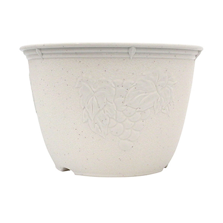 Chậu trồng cây tròn hoa văn tinh tế (màu trắng) - Hàng nội địa Nhật