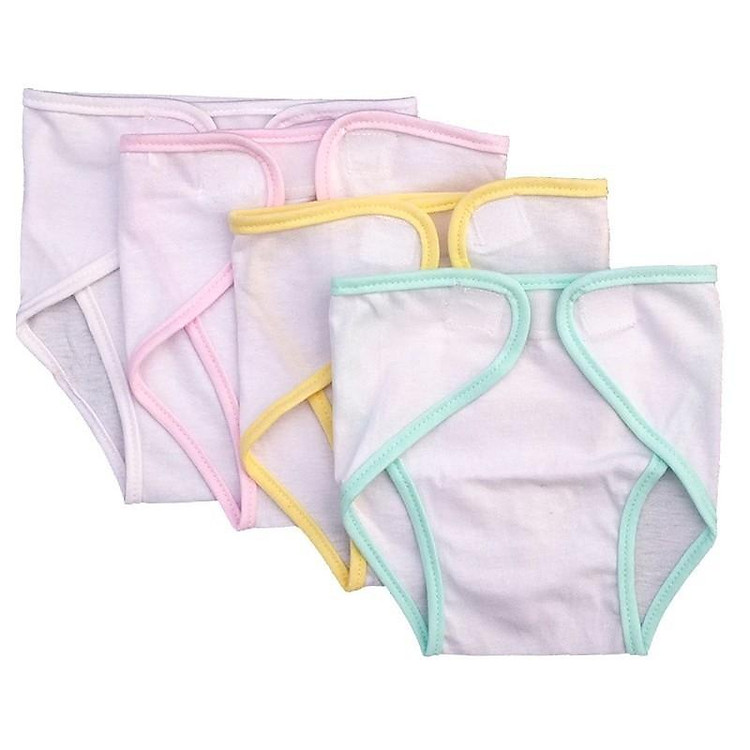 Tã vải sơ sinh trắng viền màu combo 10 Chính hãng Giá tốt - Hình ảnh 3