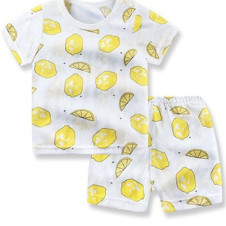 Sét 5 bộ quần áo cotton nền trắng họa tiết ngẫu nhiên