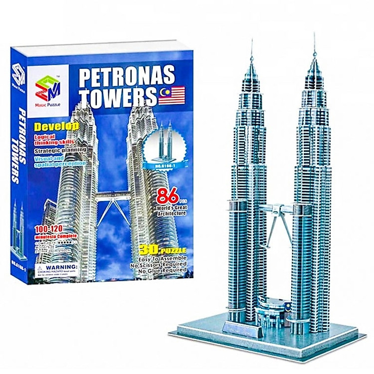 Mô Hình Giấy 3D Magic Puzzle : Tháp Đôi Petronas G168-1 (130 Chi Tiết)