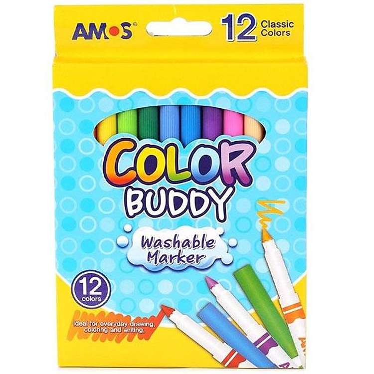Bộ Bút Dạ Amos Color Buddy Long (12 màu)