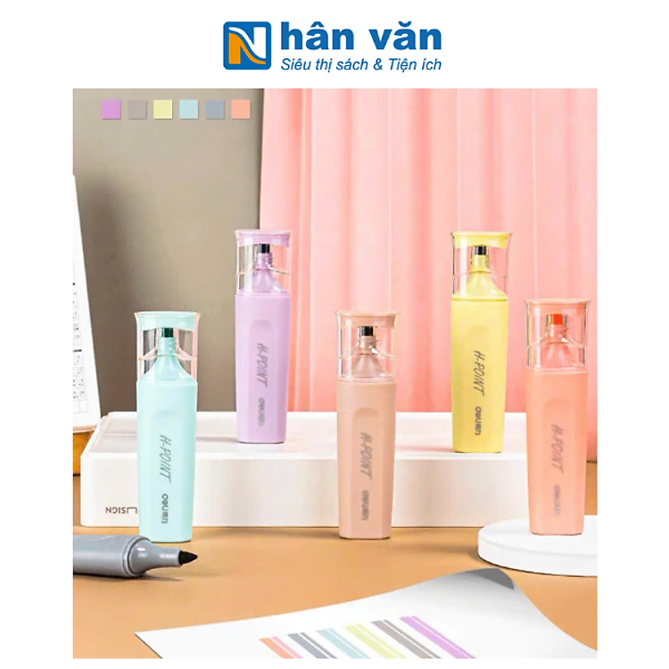 Bộ Bút Highlight Deli Màu Morandi (6 chiếc) - Ảnh 3