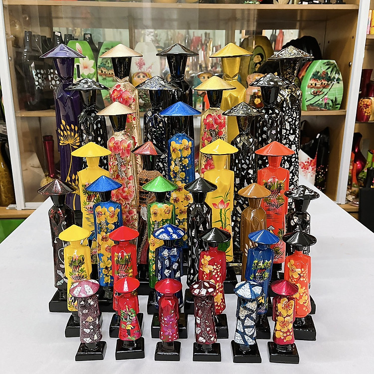 Tượng Gỗ Sơn Mài Cô Gái Việt Nam (Size 10) - Ảnh 2