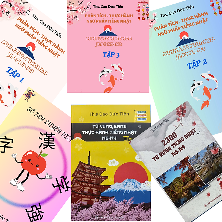 SÁCH TIẾNG NHẬT N5-N2 TỪ VỰNG-KANJI-NGỮ PHÁP- LUYỆN VIẾT KANJI