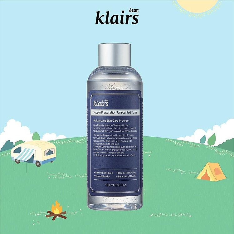 Nước hoa hồng Dear, Klairs Supple Preparation Unscented Toner 180ml
