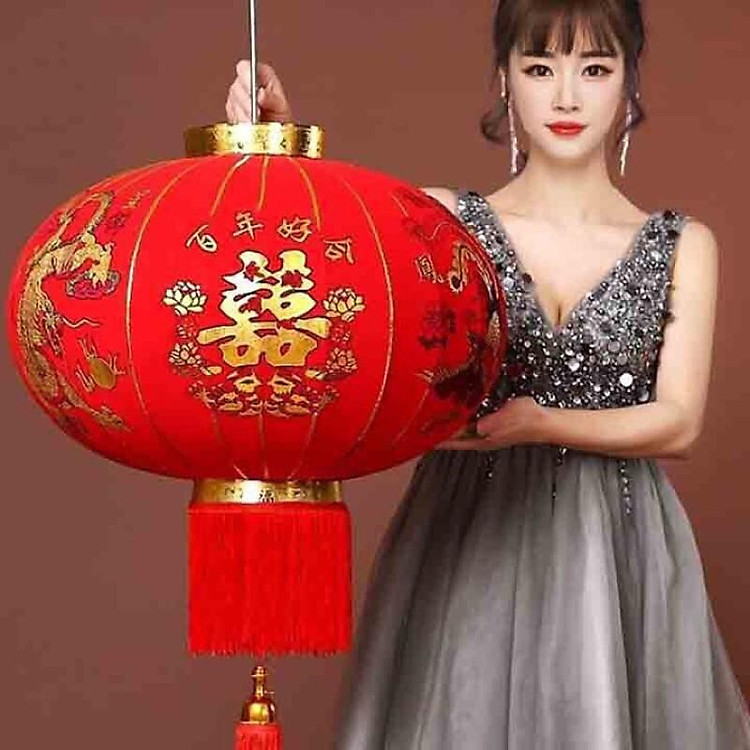 ĐÈN LỒNG ĐỎ NHUNG TREO TẾT 60-80-100cm