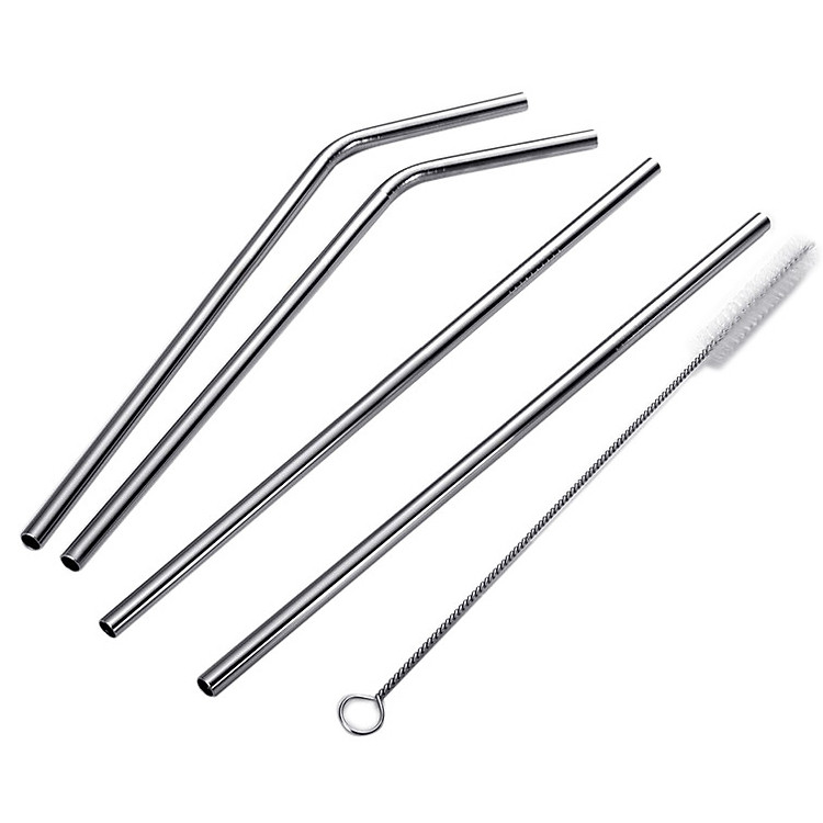 Combo 4 Chiếc ống Hút Thép Không Gỉ + Dụng Cụ Làm Sạch Ống Hút