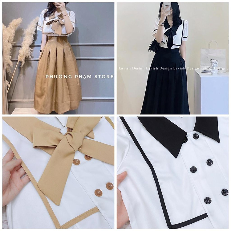 SET PHỐI VIỀN CV XẾP LI NƠ CỔ Chất mango chéo đẹp, mặc lên phom sang chảnh