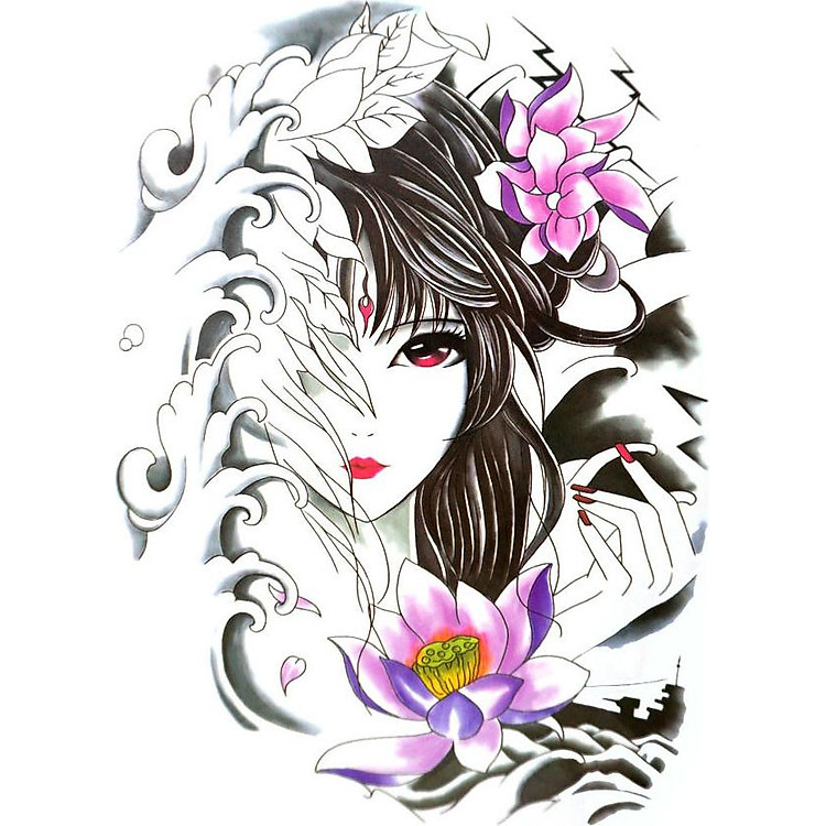 Hình Xăm Dán Geisha QSA244 (21x15cm)