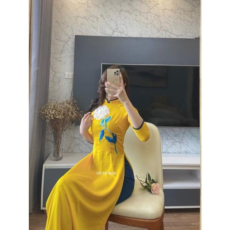 áo dài truyền thống FREESHIP áo dài cách tân . Áo dài kết hoa áo dài đẹp. áo dài thiết kế cao cấp