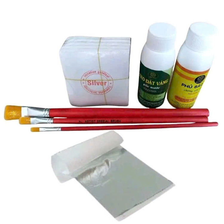 Combo dát vàng gốc nước gồm 500 lá vàng kèm phụ kiện, dát trên mọi chất liệu