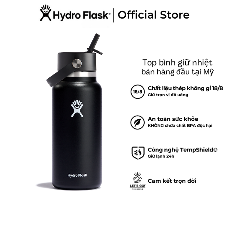 Bình Nước Giữ Lạnh Hydro Flask Wide Flex Straw Cap 32 oz (946ml) – W32BFS Hàng chính hãng (Season 2024)