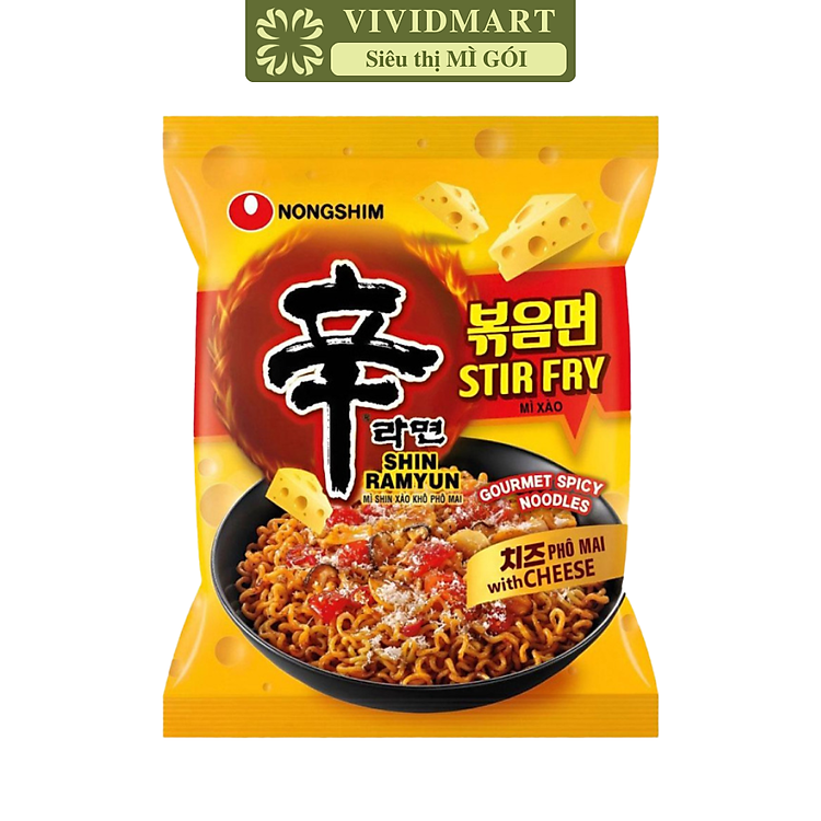NONGSHIM - Mì Shin Ramyun hương vị Phô mai cay, Mì xào phô mai cay Shin, Mì xào phô mai Hàn Quốc (136g/gói)