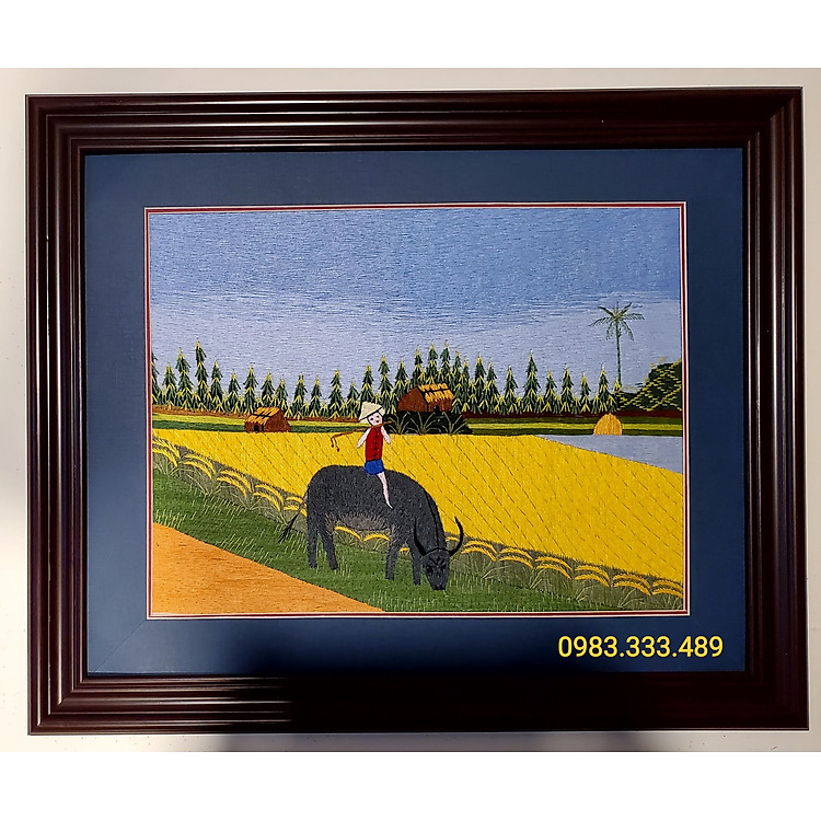 TRANH THÊU TAY - PHONG CẢNH ĐỒNG QUÊ THANH BÌNH