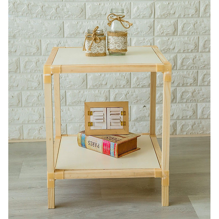 Kệ gỗ lắp ghép đa năng 2 tầng HOMY màu vân gỗ làm kệ trang trí | kích thước 32 x 32 cm chịu lục 100kg