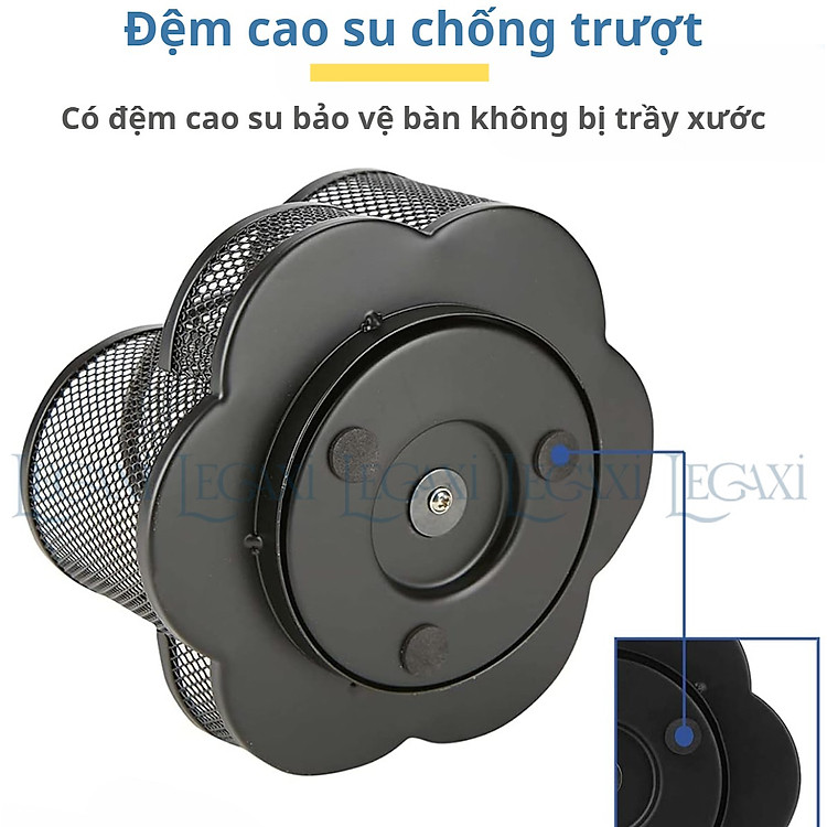 Khay đựng bút 7 ngăn xoay 360 độ kim loại - Ảnh 2