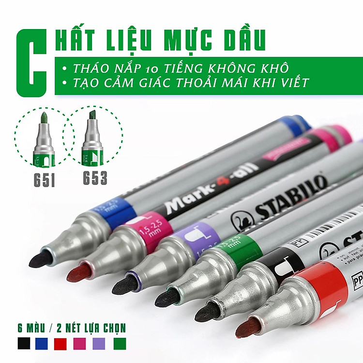 Hộp bút lông dầu STABILO Mark-4-all (Đen, Hồng) - Ảnh 4