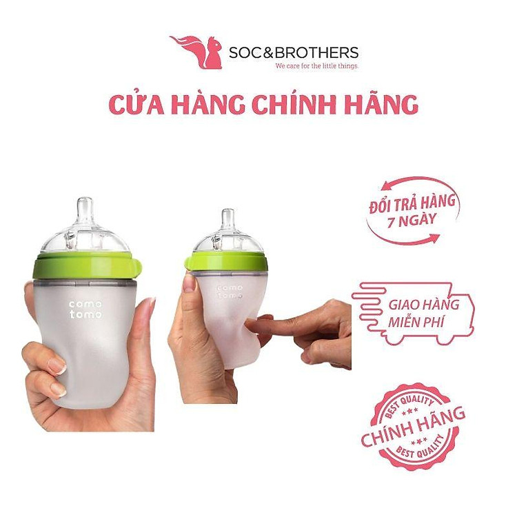 Bình sữa silicone Comotomo 150ml - Xanh Giá rẻ - Hình ảnh 4