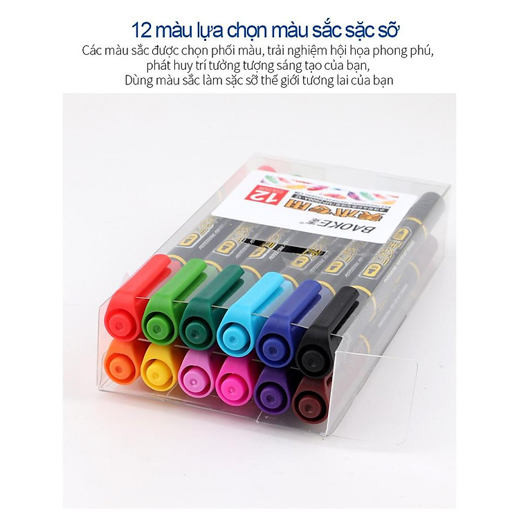 Bút Vẽ Nghệ Thuật 2 Đầu Baoke MP2906A (12 màu) - Ảnh 6