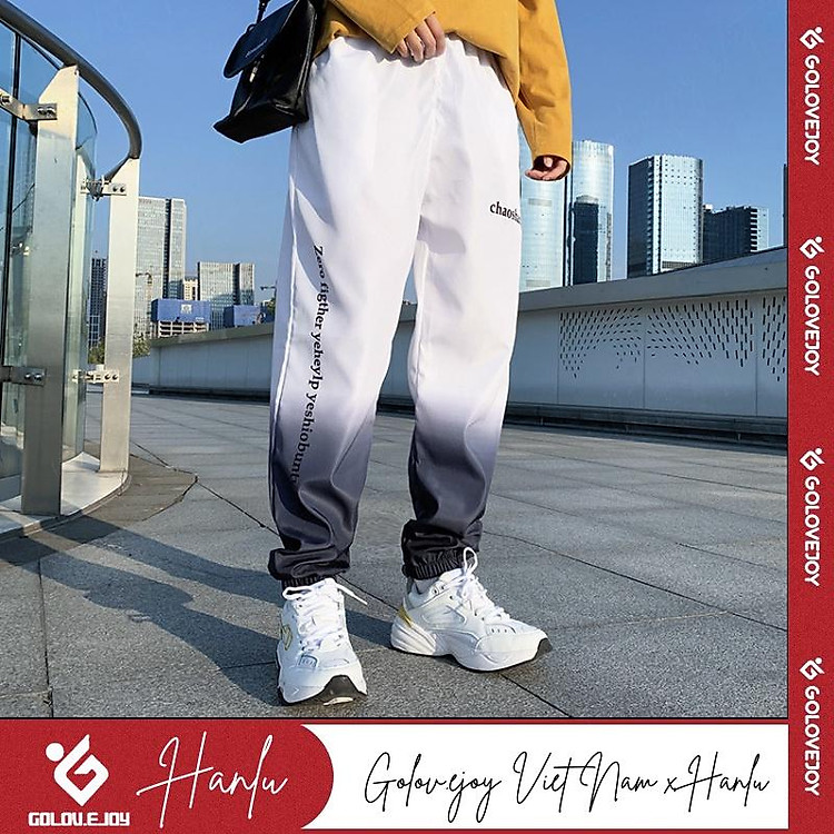 Quần jogger nam trơn chất gió mềm mịn phối màu Gradient, phong cách đường phố, hàn quốc