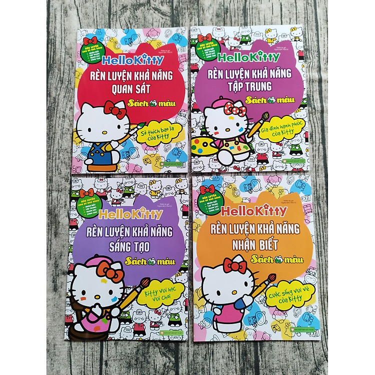Combo 4 cuốn Kitty - Rèn Luyện Khả Năng Nhận Biết, Quan Sát, Sáng Tạo, Tập Trung (Tô Màu)