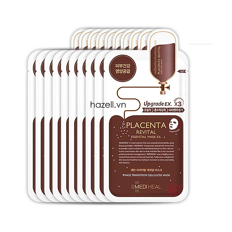 Bộ 10 Gói Mặt Nạ Nhau Thai Cừu Tăng Độ Đàn Hồi Và Chống Lão Hóa Da Mediheal Placenta Revital Essential Mask Ex