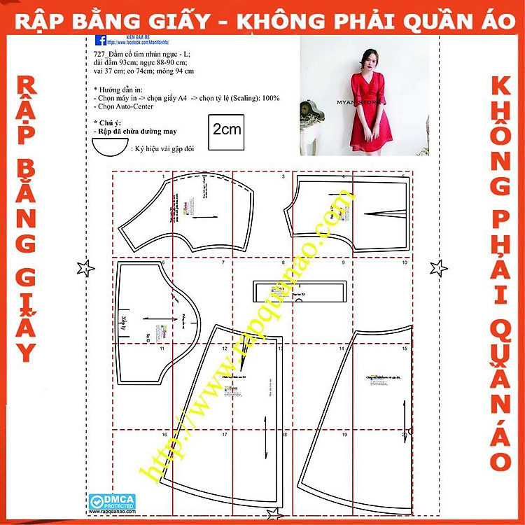 Rập đầm nhún ngực - Rập giấy mã 727 (BẢN VẼ) - Ảnh 4