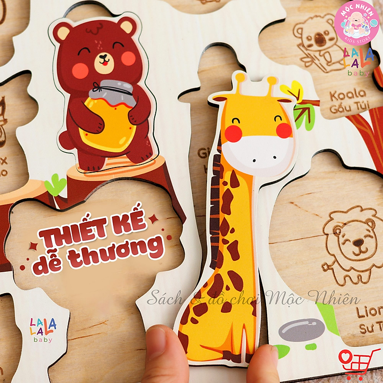 Bảng Núm Ghép Hình Gỗ Lalapuzzle Cho Bé Chính hãng Giá tốt - Hình ảnh 4