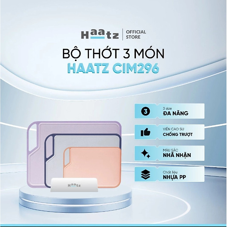 Bộ 3 Thớt Kháng Khuẩn Cao Cấp Haatz CIM296 - 3 Thớt Đa Năng Chính Hãng - Bảo Hành 24 Tháng