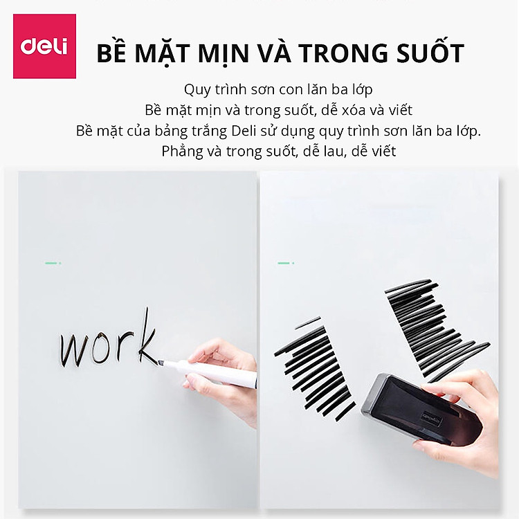 Bảng Từ Trắng Hai Mặt Xoay 360 Độ Có Chân Di Động Deli (60x90cm) - Ảnh 5