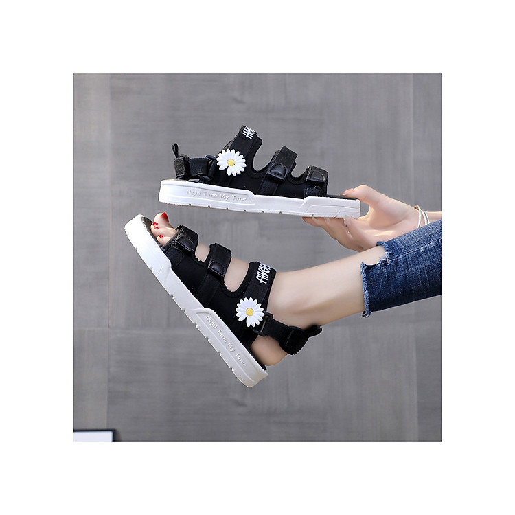 Sandal nữ hoa cúc quai ngang mới 003